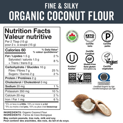 Organic Coconut Flour (4 lbs) - Unbleached & Unrefined Gluten Free Flour, Keto, Paleo, Vegan and Non-GMO Project Verified, 1.81 kg