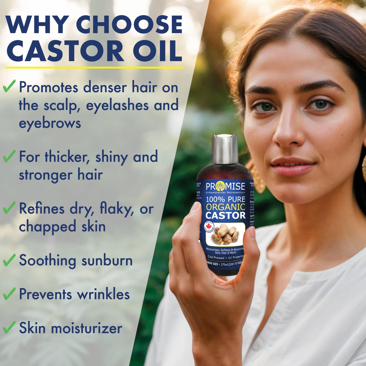 ORGANIC GOLDEN CASTOR Oil, 100% Pure Certified For Hair, Beard, Made in Canada, No Chemicals Cruelty Free Hexane free (505ml)