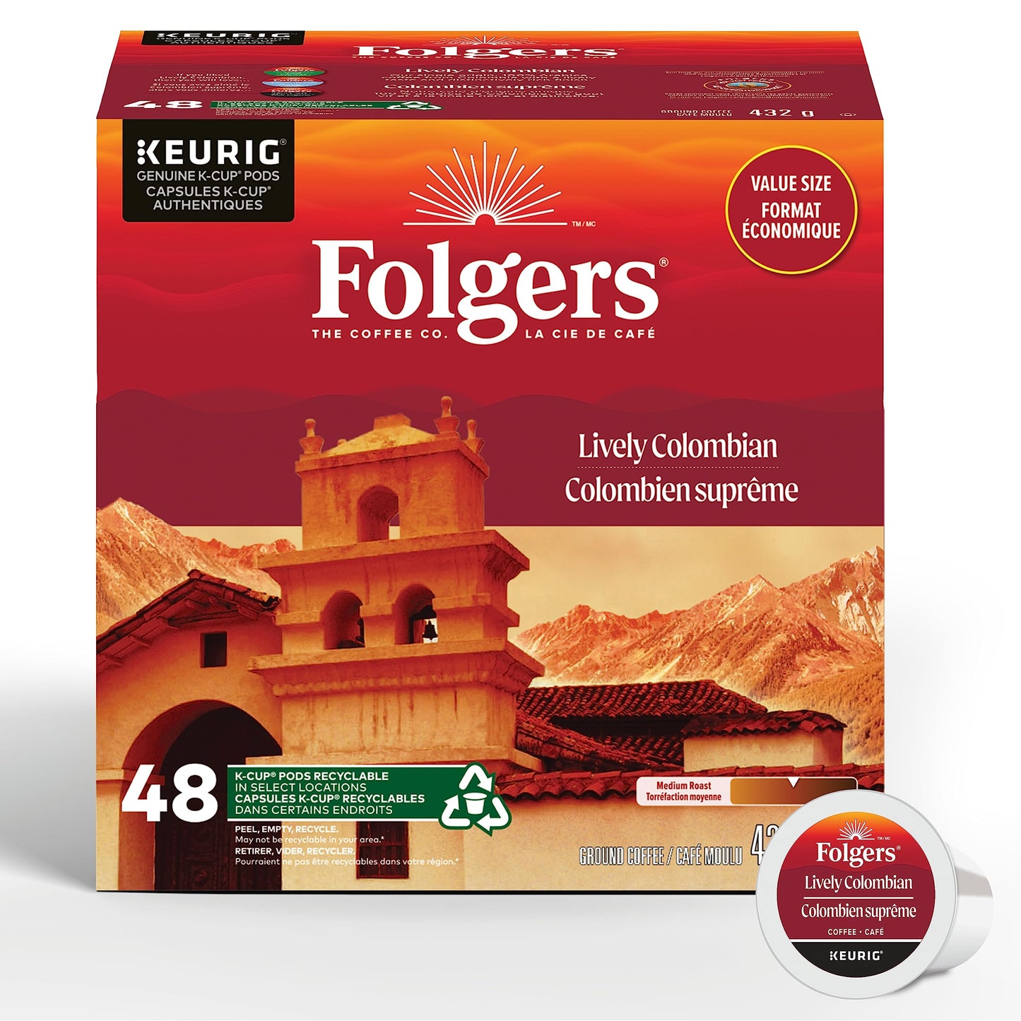 Folgers Caramel Drizzle Flavoured Coffee, Single-Serve K-Cup Pods For Keurig Coffee Makers, 30 Count