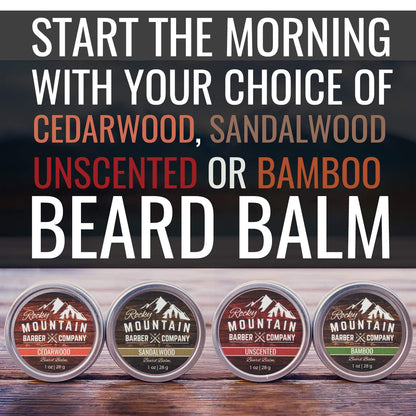 Beard Balm Variety Pack - Canadian Made - 4 Beard Balm Samples (1 oz each) - Made with Argan Oil, Shea Butter, Coconut Oil, & Jojoba Oil