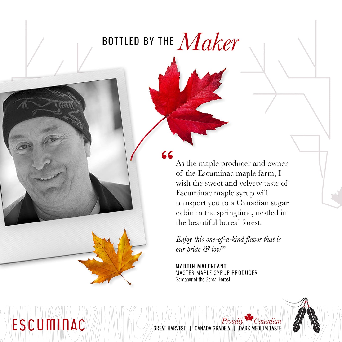 Award Winning Escuminac Great Harvest Canadian Maple Syrup. Family Size 1L (33.8 fl oz)