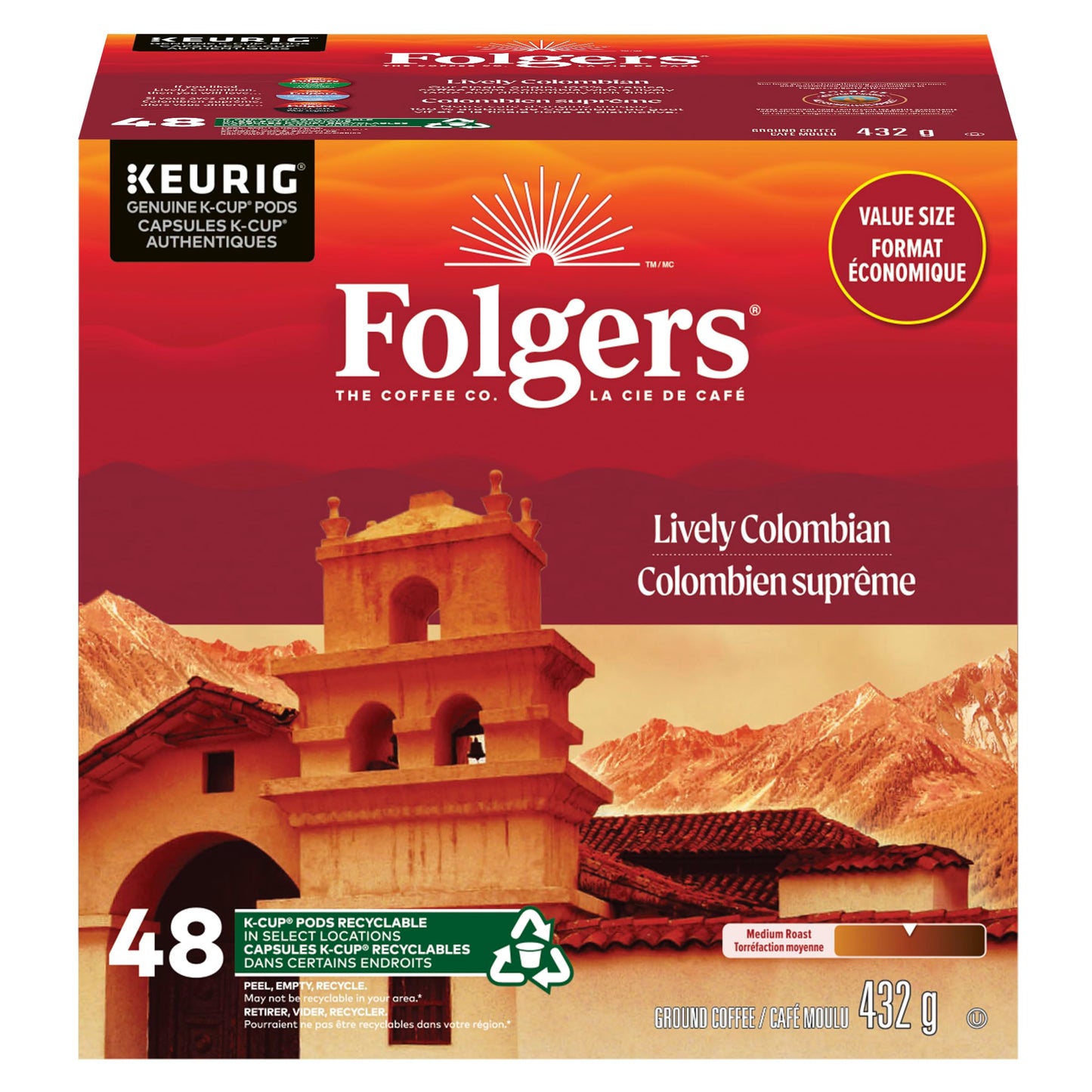 Folgers Caramel Drizzle Flavoured Coffee, Single-Serve K-Cup Pods For Keurig Coffee Makers, 30 Count