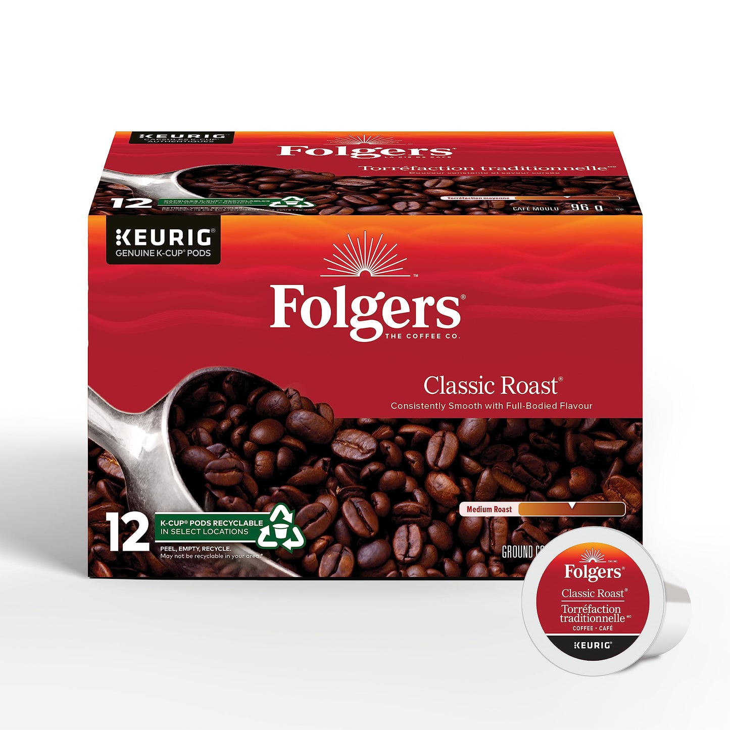 Folgers Caramel Drizzle Flavoured Coffee, Single-Serve K-Cup Pods For Keurig Coffee Makers, 30 Count