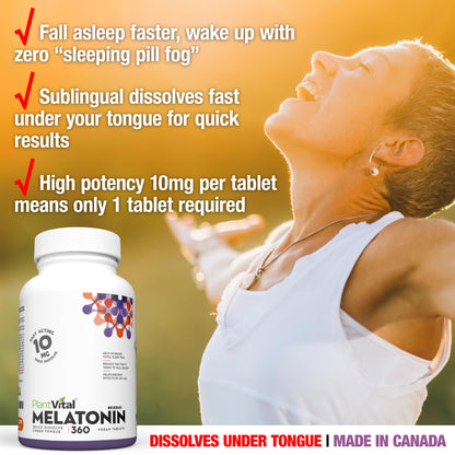 Plantvital Melatonin 10mg - Maximum Potency - Fast Dissolve Tablets - Canadian Made