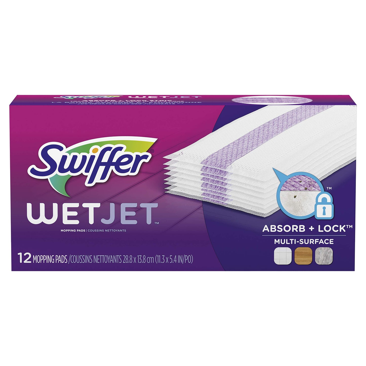 Swiffer Wetjet Mopping Pad, Multi Surface Wet Cleaner Refills For Floor Mop, 12 Count Unscented 12 count (Pack of 1)