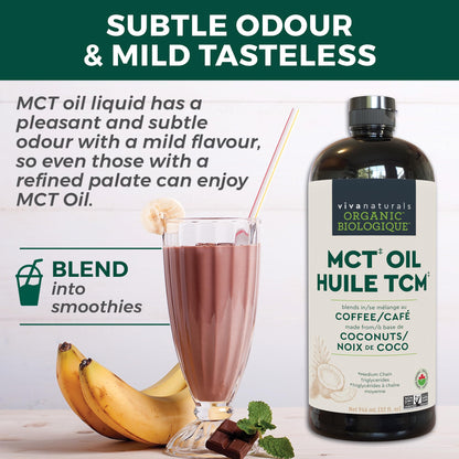 Viva Naturals Organic MCT Oil - Made from Organic Coconuts - Gluten Free, Dairy Free, Vegan, Keto & Paleo Certified - (946 mL, 32 fl oz)