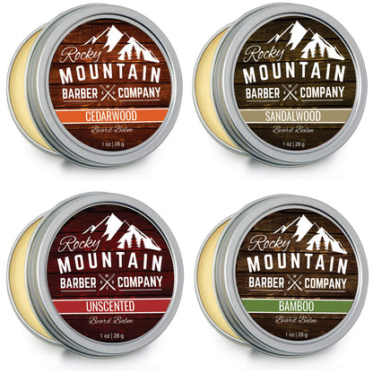 Beard Balm Variety Pack - Canadian Made - 4 Beard Balm Samples (1 oz each) - Made with Argan Oil, Shea Butter, Coconut Oil, & Jojoba Oil