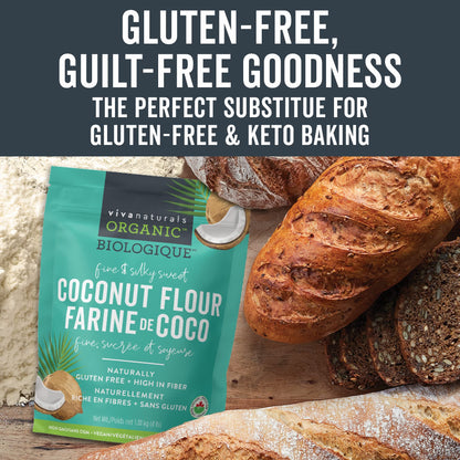 Organic Coconut Flour (4 lbs) - Unbleached & Unrefined Gluten Free Flour, Keto, Paleo, Vegan and Non-GMO Project Verified, 1.81 kg