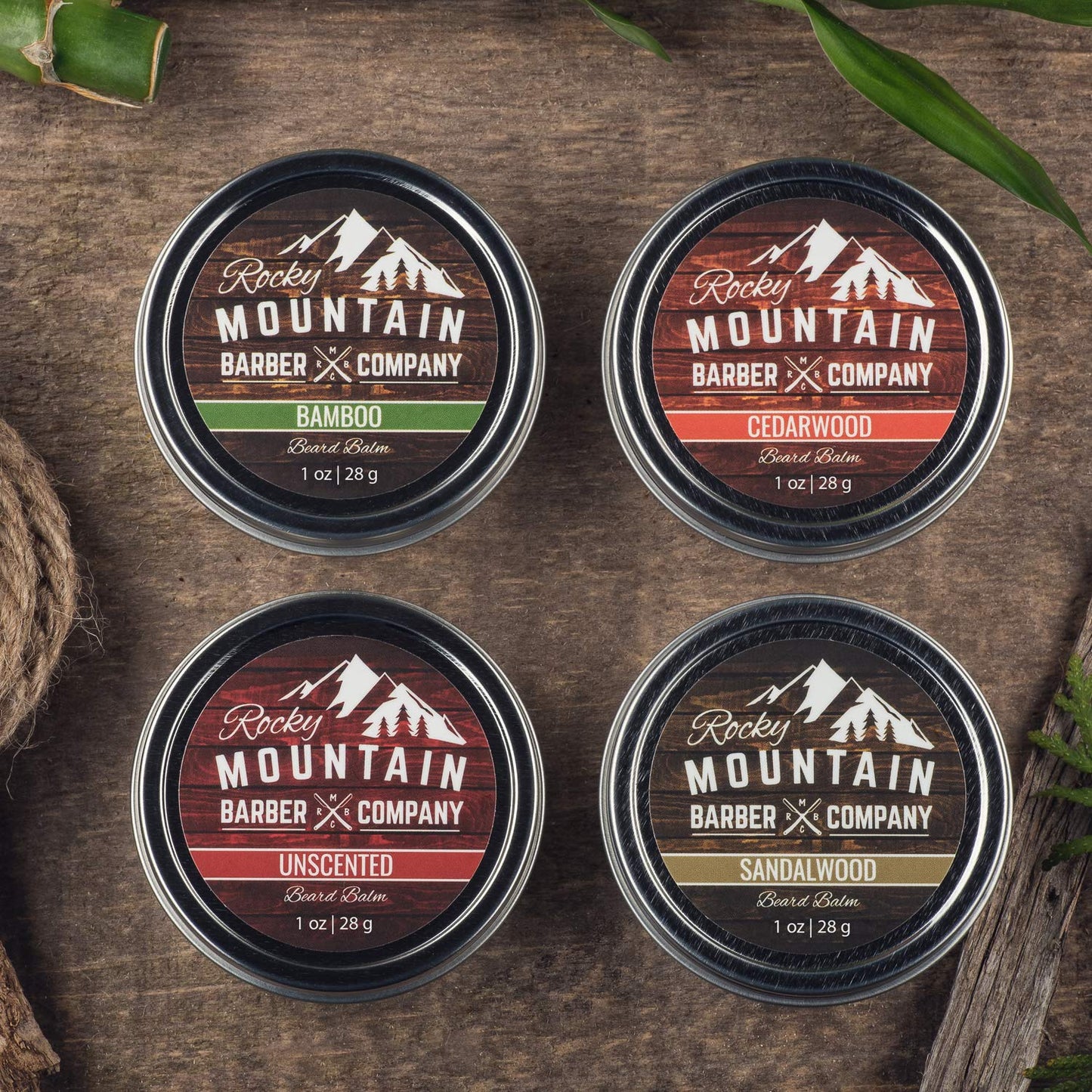 Beard Balm Variety Pack - Canadian Made - 4 Beard Balm Samples (1 oz each) - Made with Argan Oil, Shea Butter, Coconut Oil, & Jojoba Oil