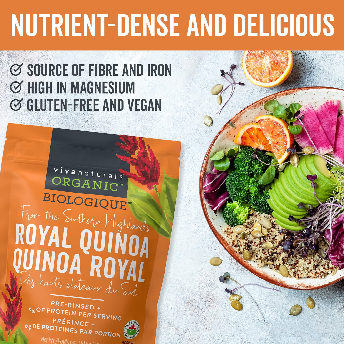 Organic Quinoa (4 lb) - Gluten Free and Vegan Complete Plant-Protein, USDA Organic, Non-GMO Whole Grain Rice and Pasta Substitute