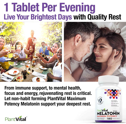 Plantvital Melatonin 10mg - Maximum Potency - Fast Dissolve Tablets - Canadian Made