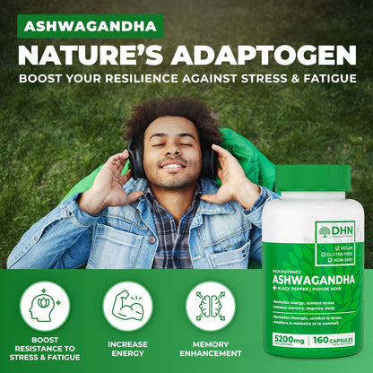 160 Concentrated Ashwagandha Root Capsules with Black Pepper | 5200mg per serving | Canadian Made