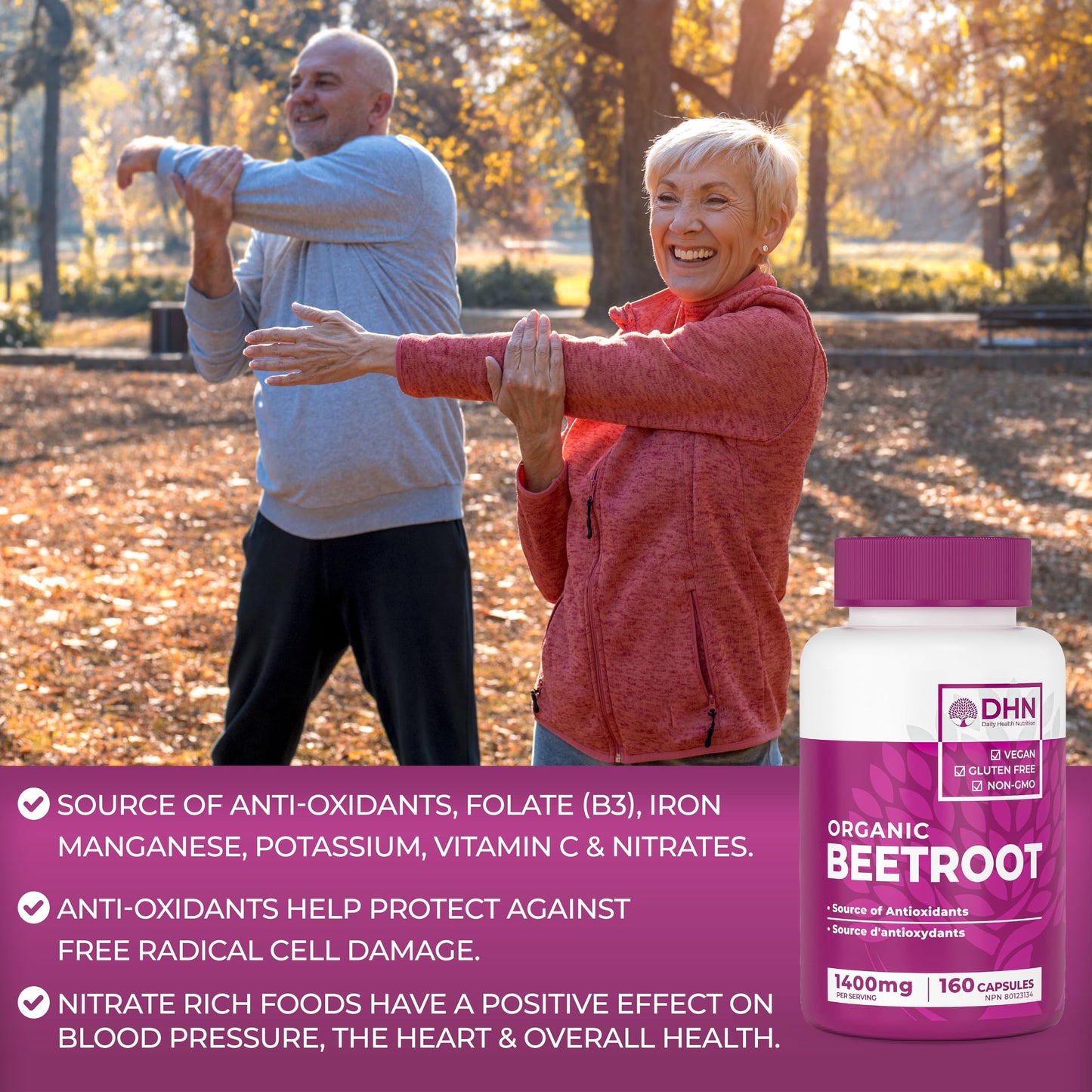 160 Capsules of High Potency Organic Beetroot | 1,400mg per serving Canadian Made